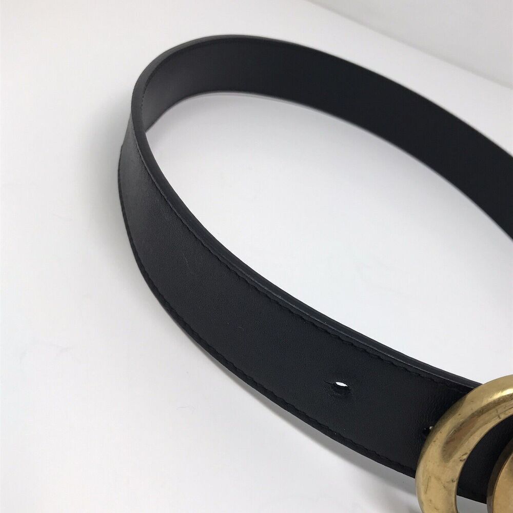 Gucci GG Marmont Thin Belt Black Leather Brass Double G Women Size 75/30 - Picture 7 of 14
